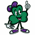 %Title% | Jerry Kelly Heating, Air Conditioning, Plumbing, &Amp; Electrical Cartoon shamrock character wearing a purple hat and shoes, holding a wrench in one hand and raising the other hand with one finger pointed upward.